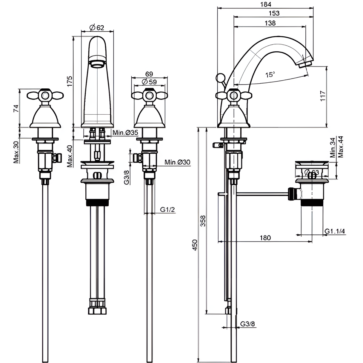 Смеситель для раковины Fima Carlo Frattini Olivia F5031CR (хром), с донным клапаном