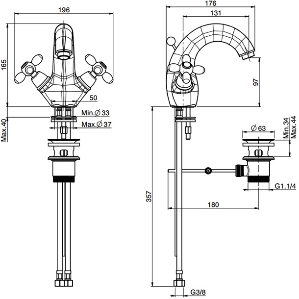Смеситель для раковины Fima Carlo Frattini Olivia F5041OR (золотой), с донным клапаном