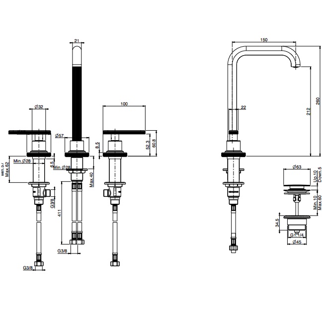 Смеситель для раковины Fima Carlo Frattini Park Lane F1311CN (черный хром), с донным клапаном