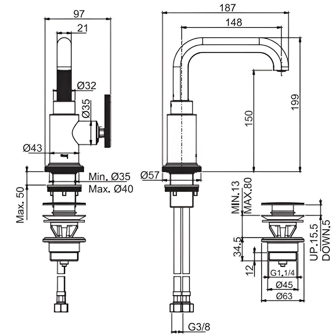 Смеситель для раковины Fima Carlo Frattini Park Lane F1321CR (хром), с донным клапаном