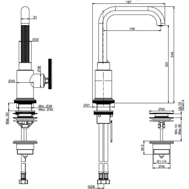 Смеситель для раковины Fima Carlo Frattini Park Lane F1321LCR (хром), с донным клапаном