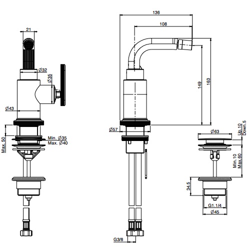 Смеситель для биде Fima Carlo Frattini Park Lane F1322CR (хром), с донным клапаном