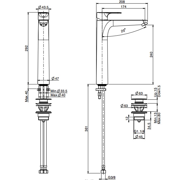 Смеситель для раковины Fima Carlo Frattini Serie 22 F3831/HCR.1 (хром), с донным клапаном