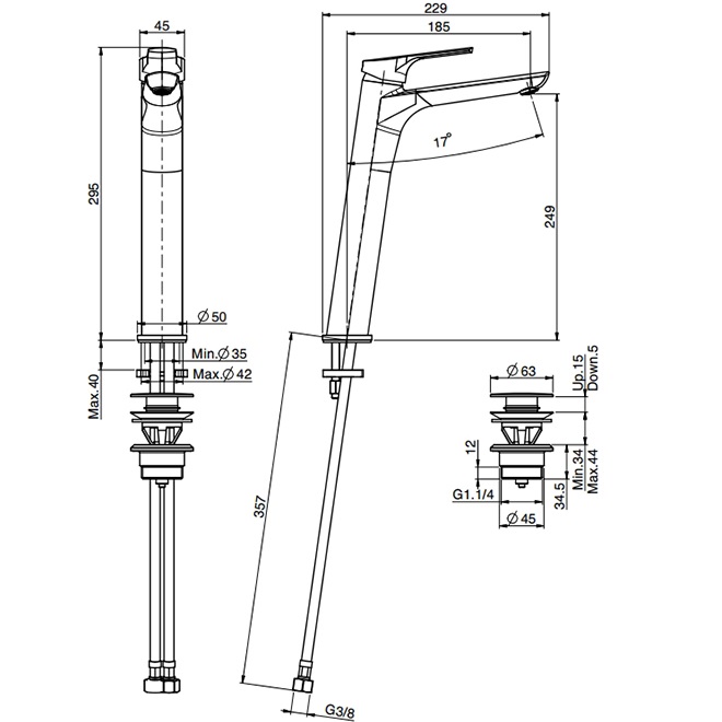 Смеситель для раковины Fima Carlo Frattini Serie 4 F3761/HCR.1.ES (хром), с донным клапаном