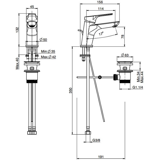 Смеситель для раковины Fima Carlo Frattini Serie 4 F3761CR.1.ES (хром), с донным клапаном