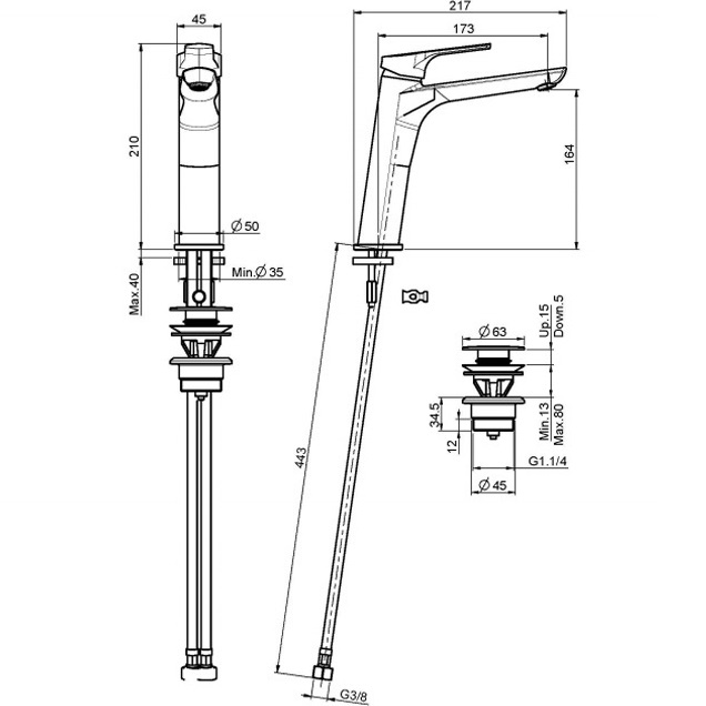 Смеситель для раковины Fima Carlo Frattini Serie 4 F3761LCR (хром), с донным клапаном