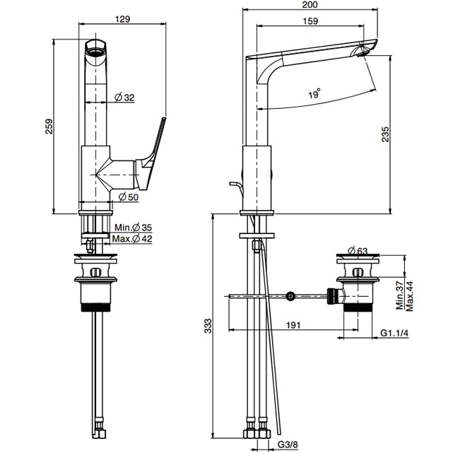 Смеситель для раковины Fima Carlo Frattini Serie 4 F3781FNCR.2 (хром), с донным клапаном