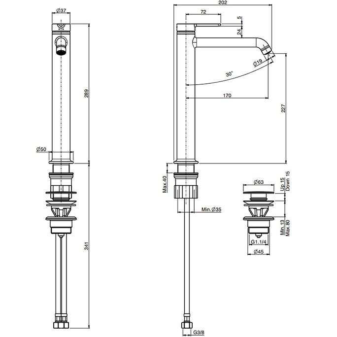 Смеситель для раковины Fima Carlo Frattini Snap F3111/HNS.1 (черный матовый), с донным клапаном