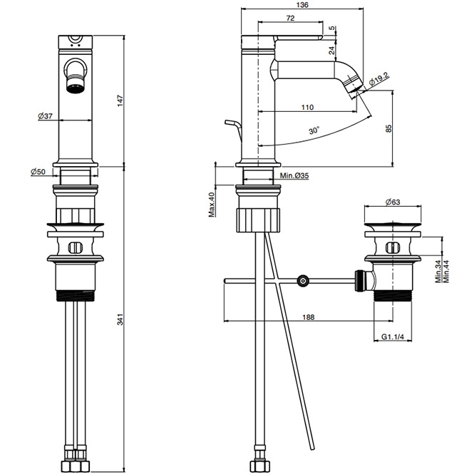 Смеситель для раковины Fima Carlo Frattini Snap F3111CR (хром), с донным клапаном