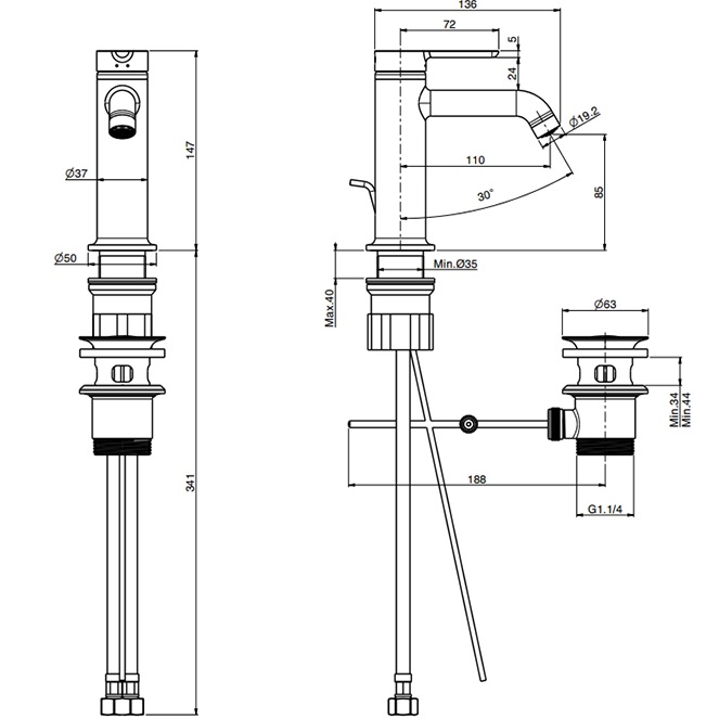 Смеситель для раковины Fima Carlo Frattini Snap F3111CR.1 (хром), с донным клапаном