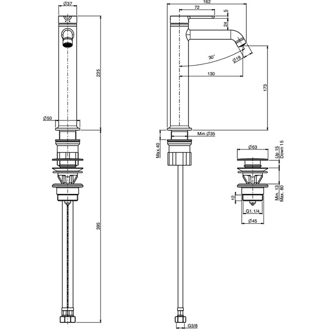 Смеситель для раковины Fima Carlo Frattini Snap F3111LCR (хром), с донным клапаном