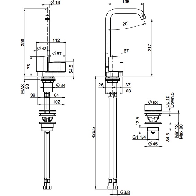 Смеситель для раковины Fima Carlo Frattini So F3171ACR (хром), с донным клапаном