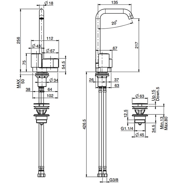 Смеситель для раковины Fima Carlo Frattini So F3171BCR (хром), с донным клапаном