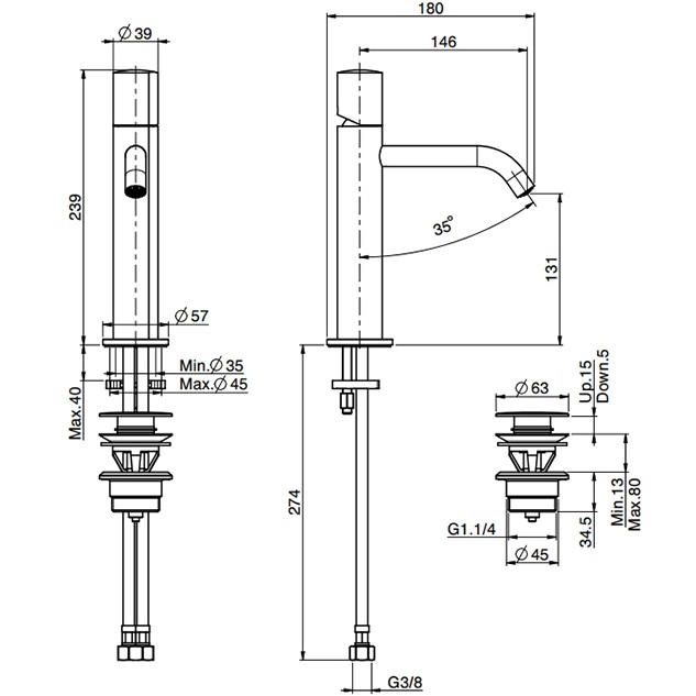 Смеситель для раковины Fima Carlo Frattini So F3181NS (черный матовый), с донным клапаном