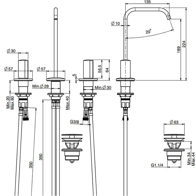 Смеситель для раковины Fima Carlo Frattini So F3191ACR (хром), с донным клапаном