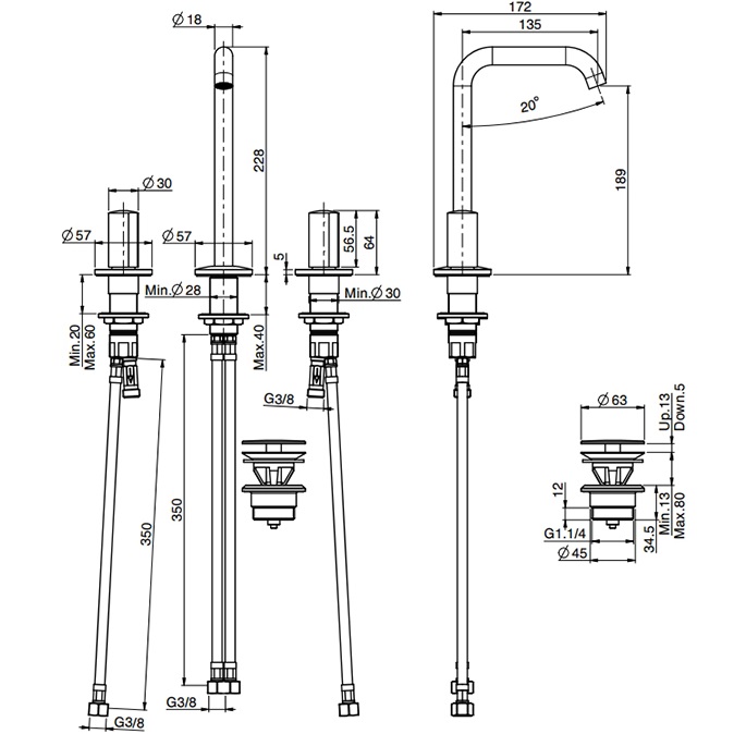 Смеситель для раковины Fima Carlo Frattini So F3191BCR (хром), с донным клапаном