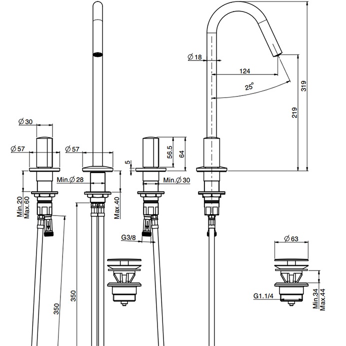 Смеситель для раковины Fima Carlo Frattini So F3191CCR (хром), с донным клапаном
