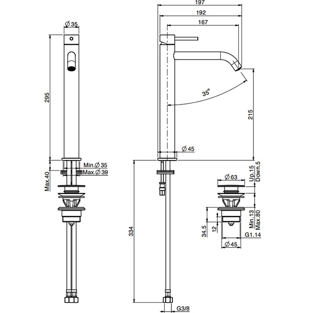 Смеситель для раковины Fima Carlo Frattini Spillo Tech F3031T/HXSXOR (золотой), с донным клапаном