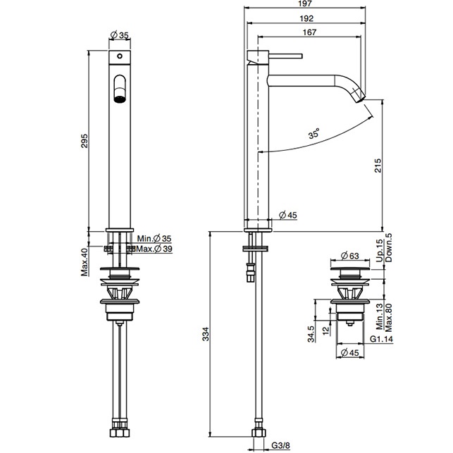 Смеситель для раковины Fima Carlo Frattini Spillo Up F3031/HXSOR.1 (золотой), с донным клапаном