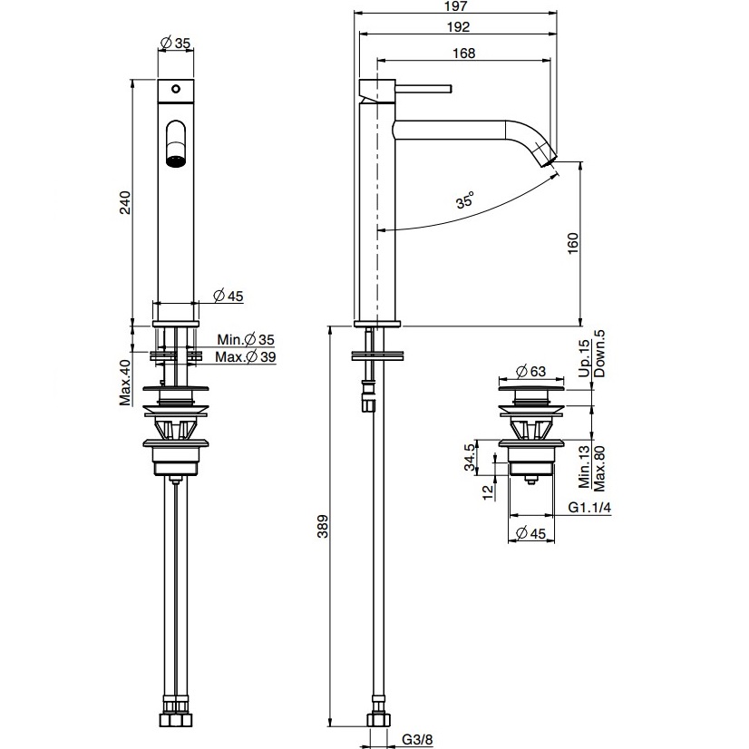 Смеситель для раковины Fima Carlo Frattini Spillo Up F3031LXSCR (хром), с донным клапаном