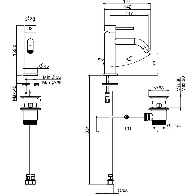 Смеситель для раковины Fima Carlo Frattini Spillo Up F3031XSOR.ES (золотой), с донным клапаном