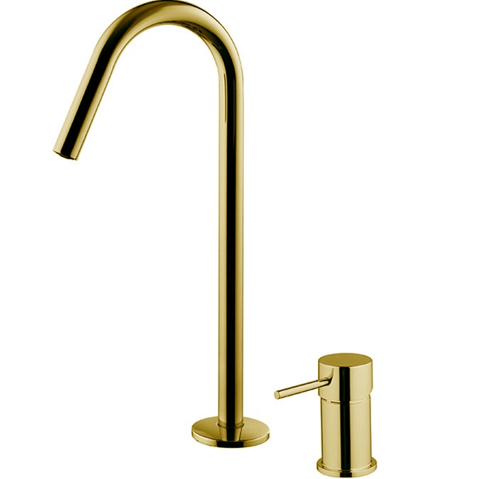 Смеситель для раковины Fima Carlo Frattini Spillo Up F3271NCOR (золотой), с донным клапаном