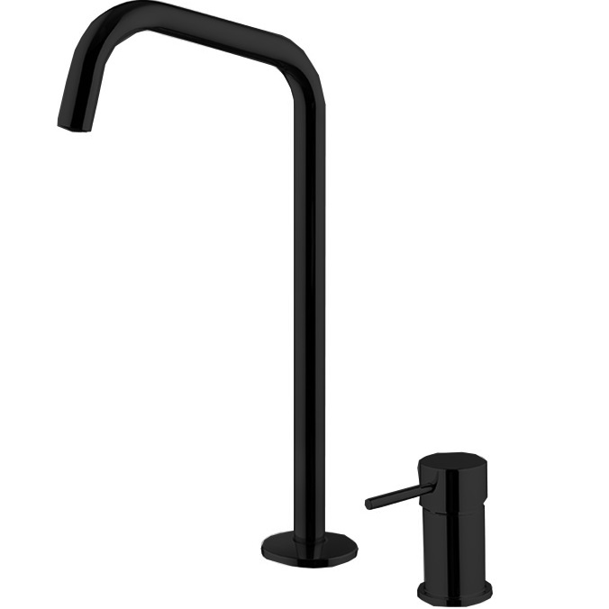 Смеситель для раковины Fima Carlo Frattini Spillo Up F3271NDNS (черный матовый), с донным клапаном