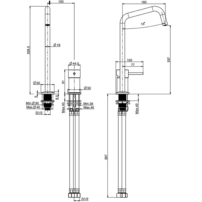 Смеситель для раковины Fima Carlo Frattini Spillo Up F3271NDNS (черный матовый), с донным клапаном
