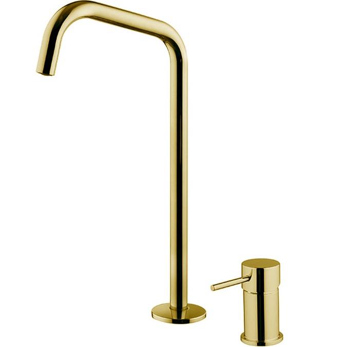 Смеситель для раковины Fima Carlo Frattini Spillo Up F3271NDOR (золотой), с донным клапаном