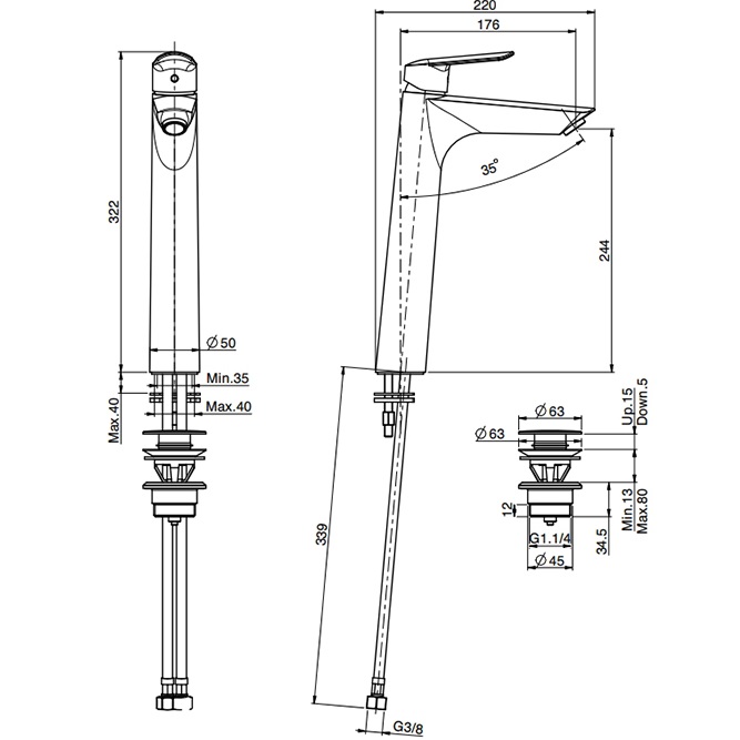 Смеситель для раковины Fima Carlo Frattini Spot F3001/HCR (хром), с донным клапаном