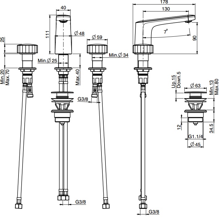 Смеситель для раковины Fima Carlo Frattini Texture Collection F5601HNS (черный матовый), с донным клапаном