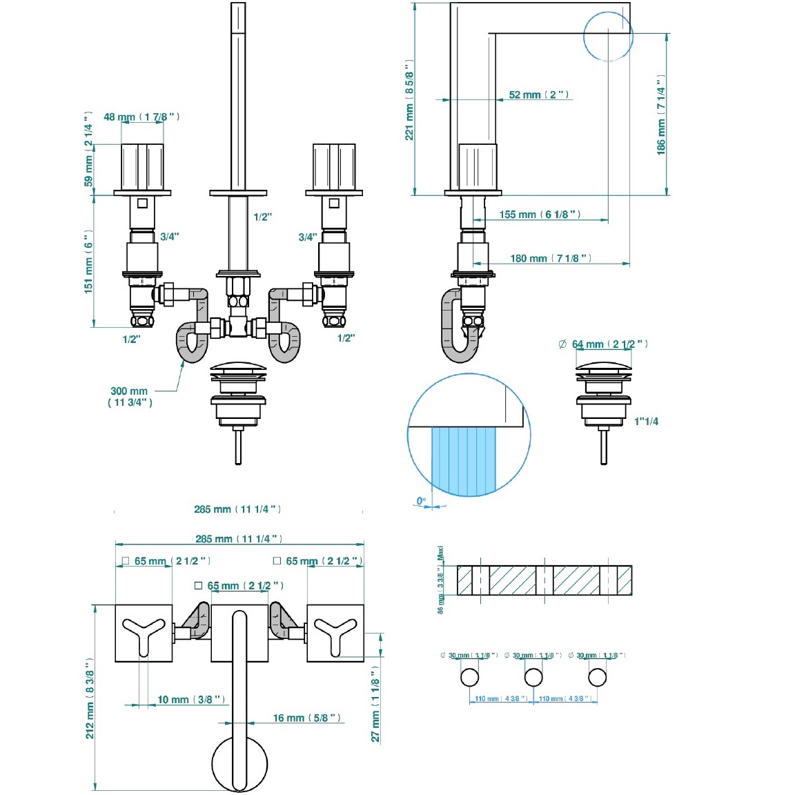 Смеситель для раковины ICON-X metal U7G-F01-151 (золотой), с донным клапаном