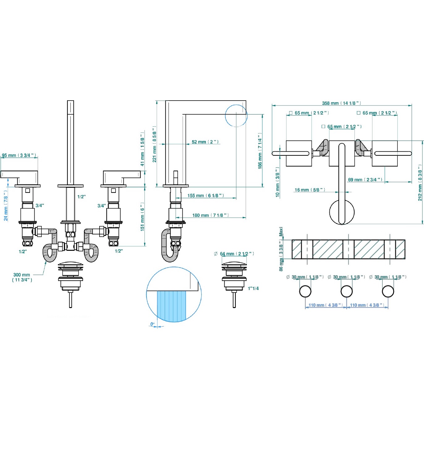 Смеситель для раковины ICON-X metal U7H-F01-151 (золотой), с донным клапаном