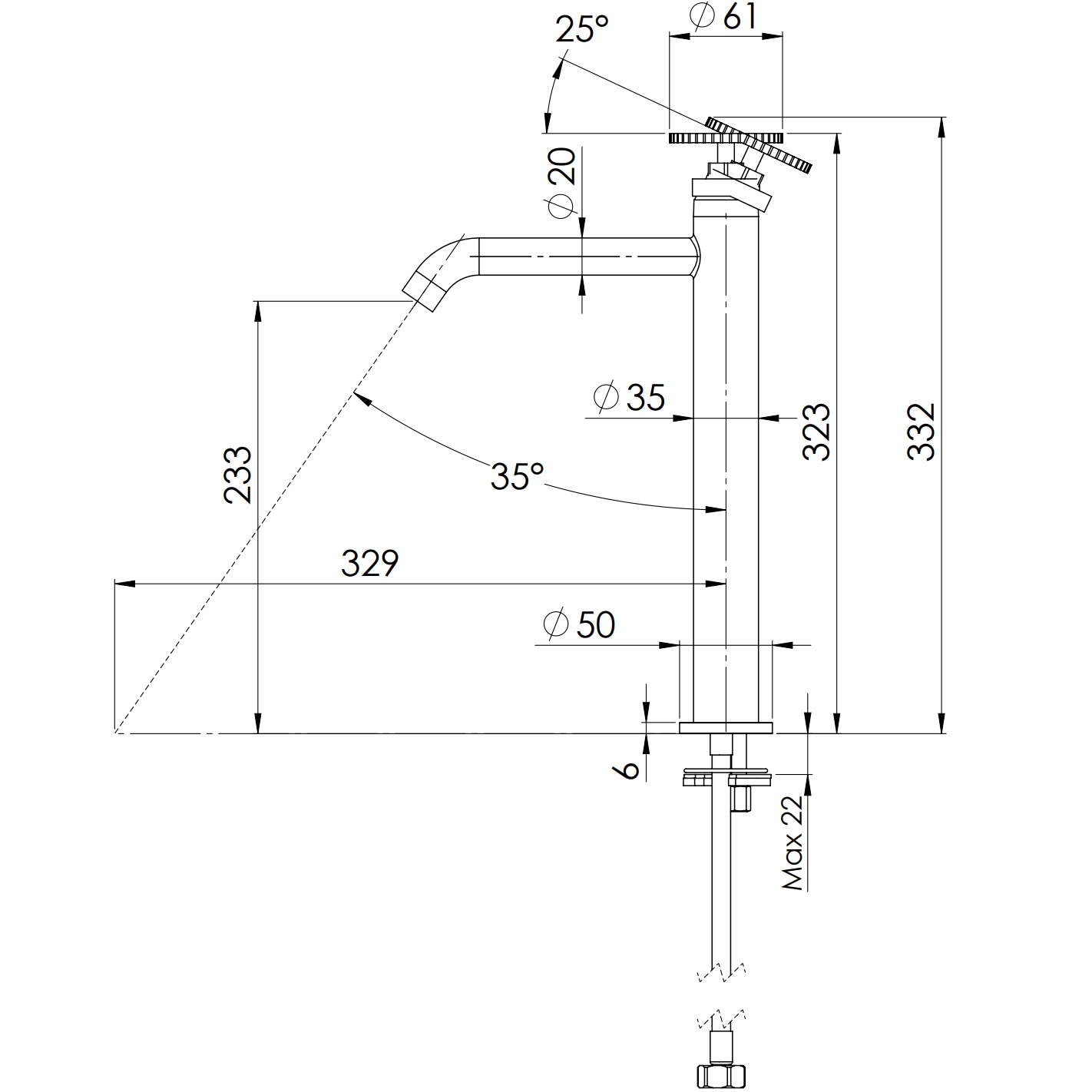 Смеситель для раковины накладной Remer Chrono CH11LXL (хром), без донного клапана