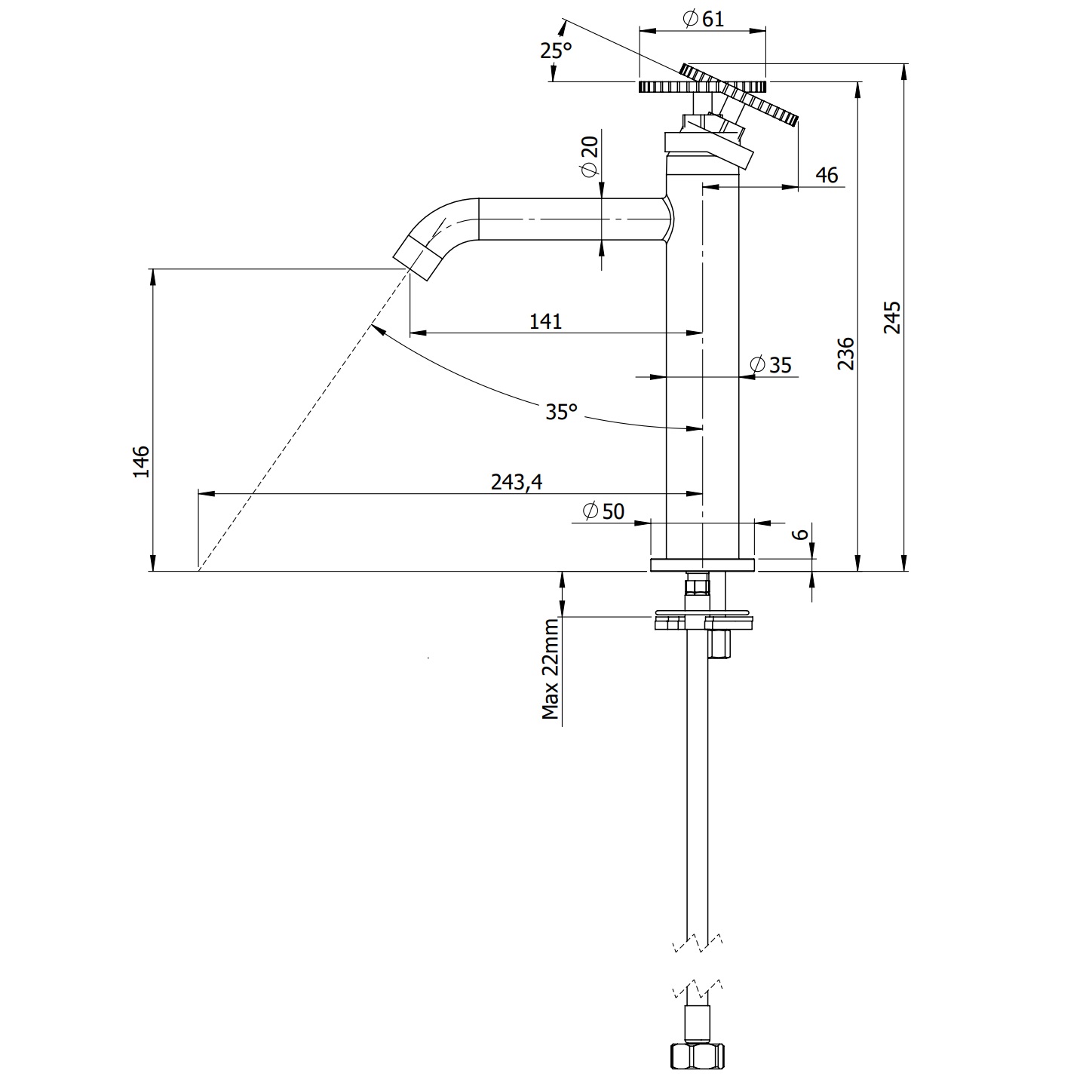 Смеситель для раковины накладной Remer Chrono CH12ABG (золото брашированное), без донного клапана
