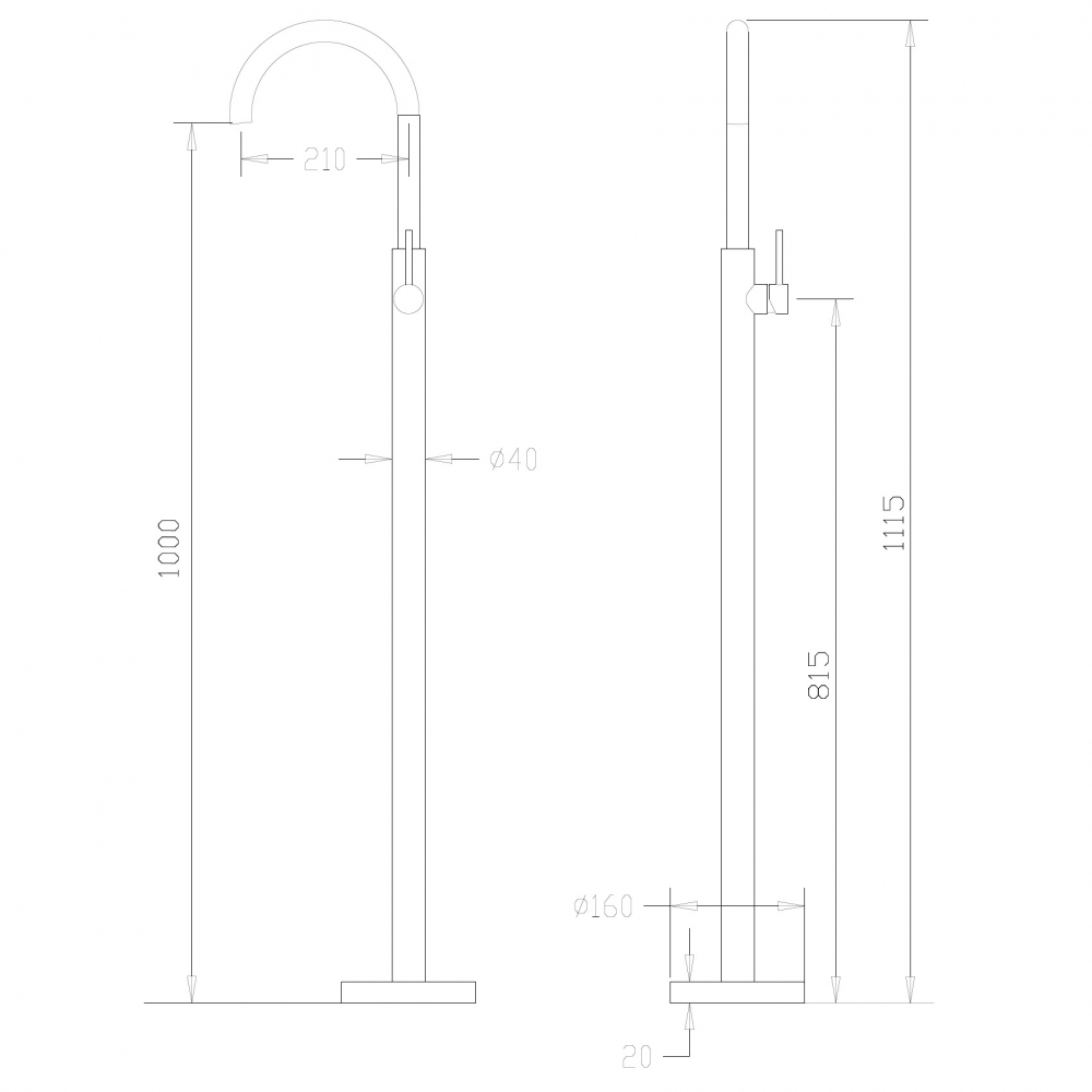 Смеситель для раковины напольный Abber Wasser Kreis AF8141B (черный матовый), без донного клапана