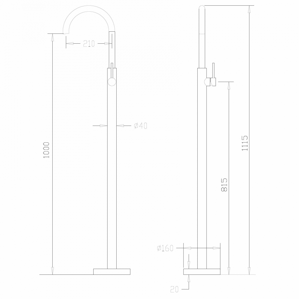 Смеситель для раковины напольный Abber Wasser Kreis AF8141NG (никель), без донного клапана