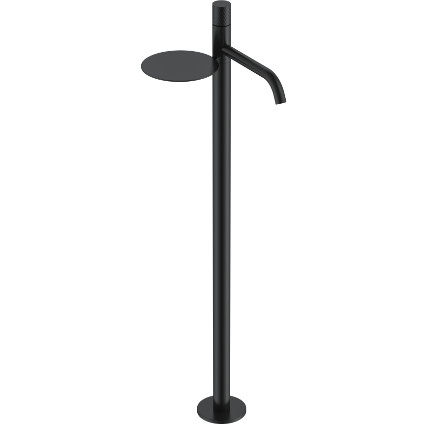 Смеситель для раковины напольный Boheme Stick Diamond 120-BB (черный матовый), с полкой