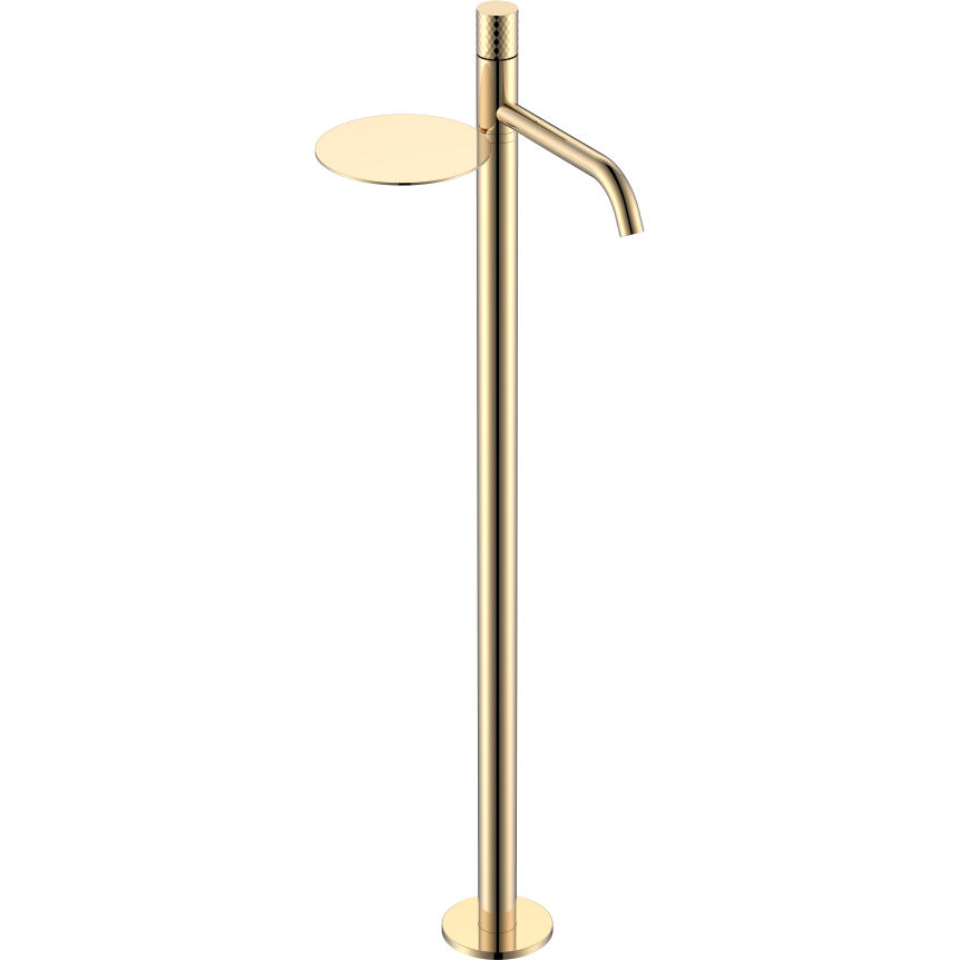 Смеситель для раковины напольный Boheme Stick Diamond 120-GG (золотой), с полкой