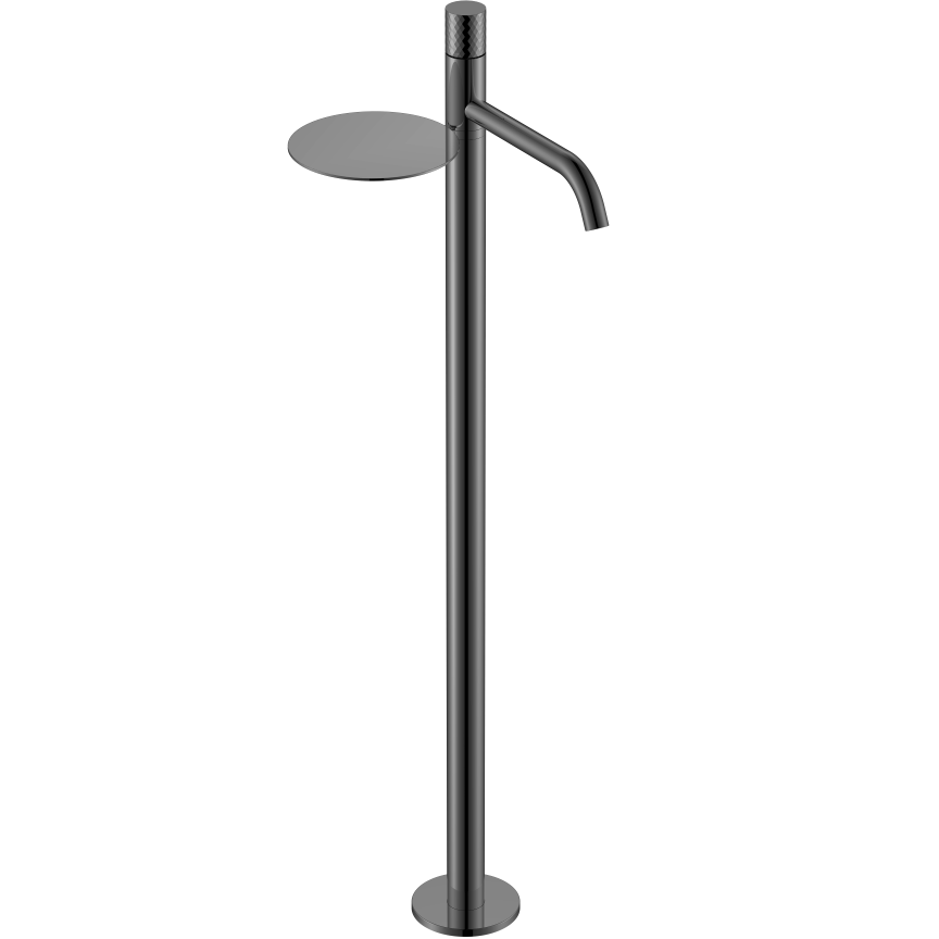 Смеситель для раковины напольный Boheme Stick Diamond 120-SGM (оружейный металл глянцевый), с полкой