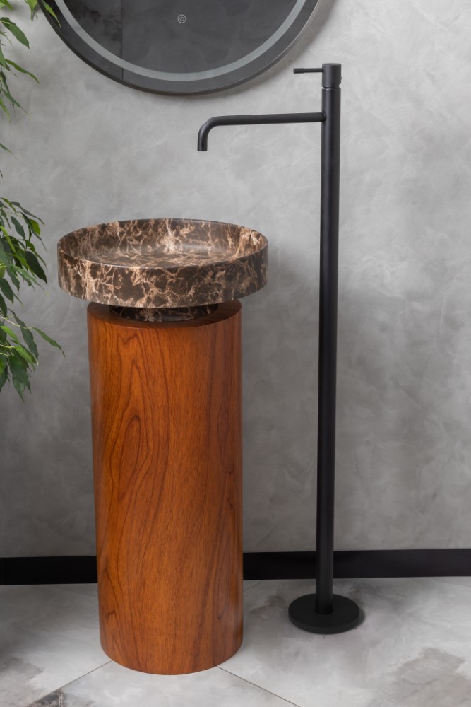 Смеситель для раковины напольный Boheme Uno 107-B (черный матовый)