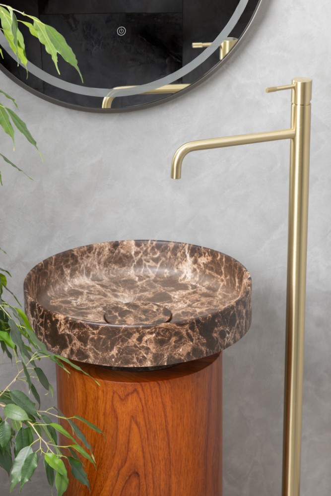 Смеситель для раковины напольный Boheme Uno 107-MG (золото матовое)