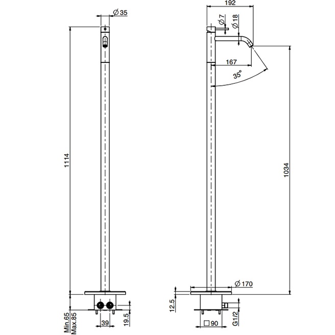 Смеситель для раковины напольный Fima Carlo Frattini Spillo Up F3031/PNNS (черный матовый)
