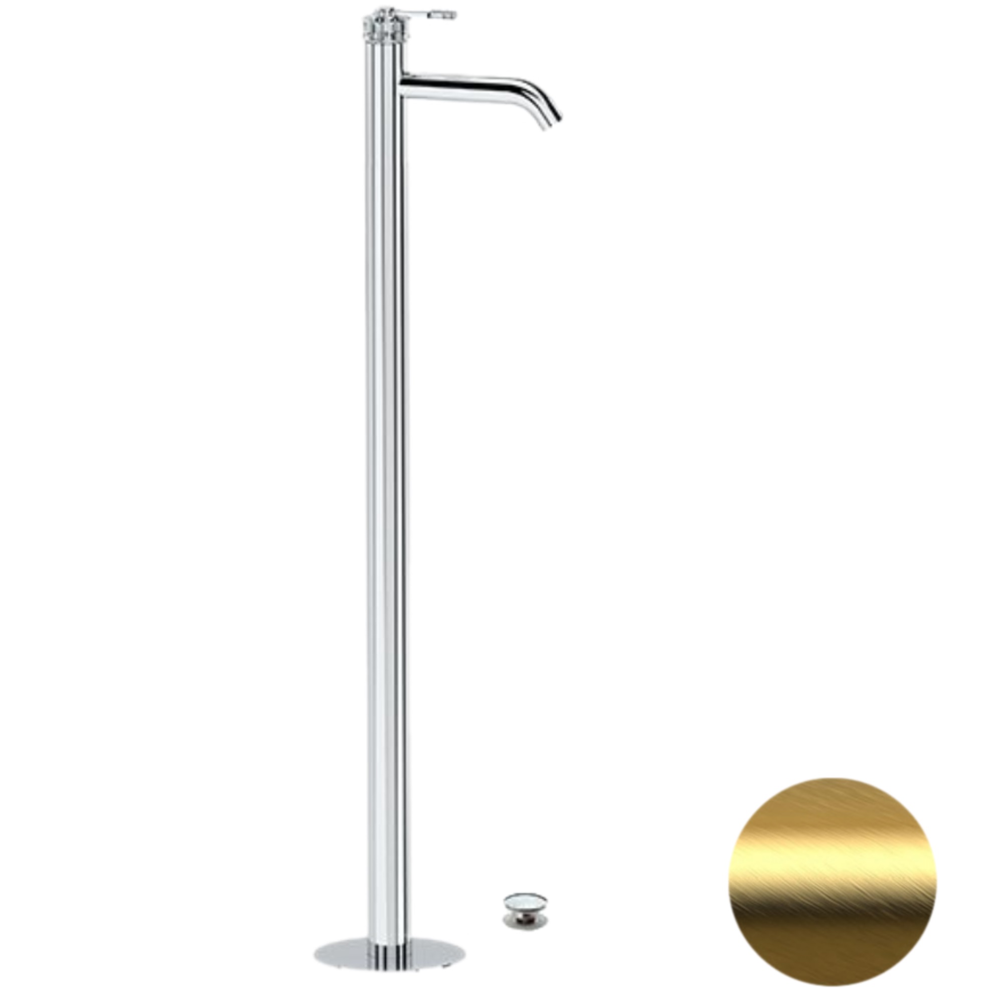 Смеситель для раковины напольный Remer Atelier AL18BG (золото брашированное), с донным клапаном