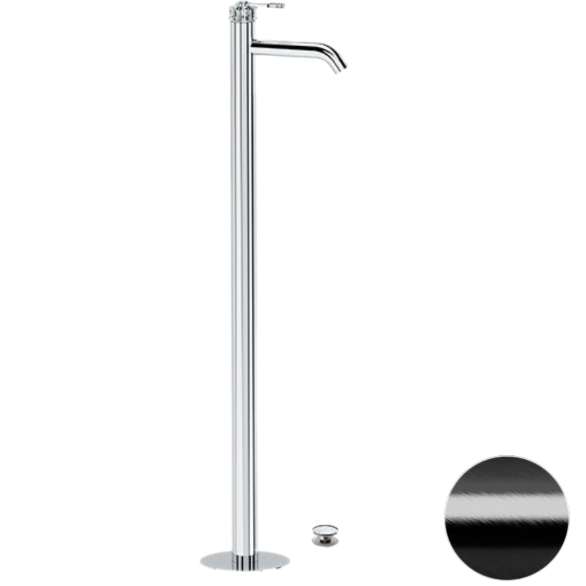 Смеситель для раковины напольный Remer Atelier AL18CFP (черный брашированный хром), с донным клапаном