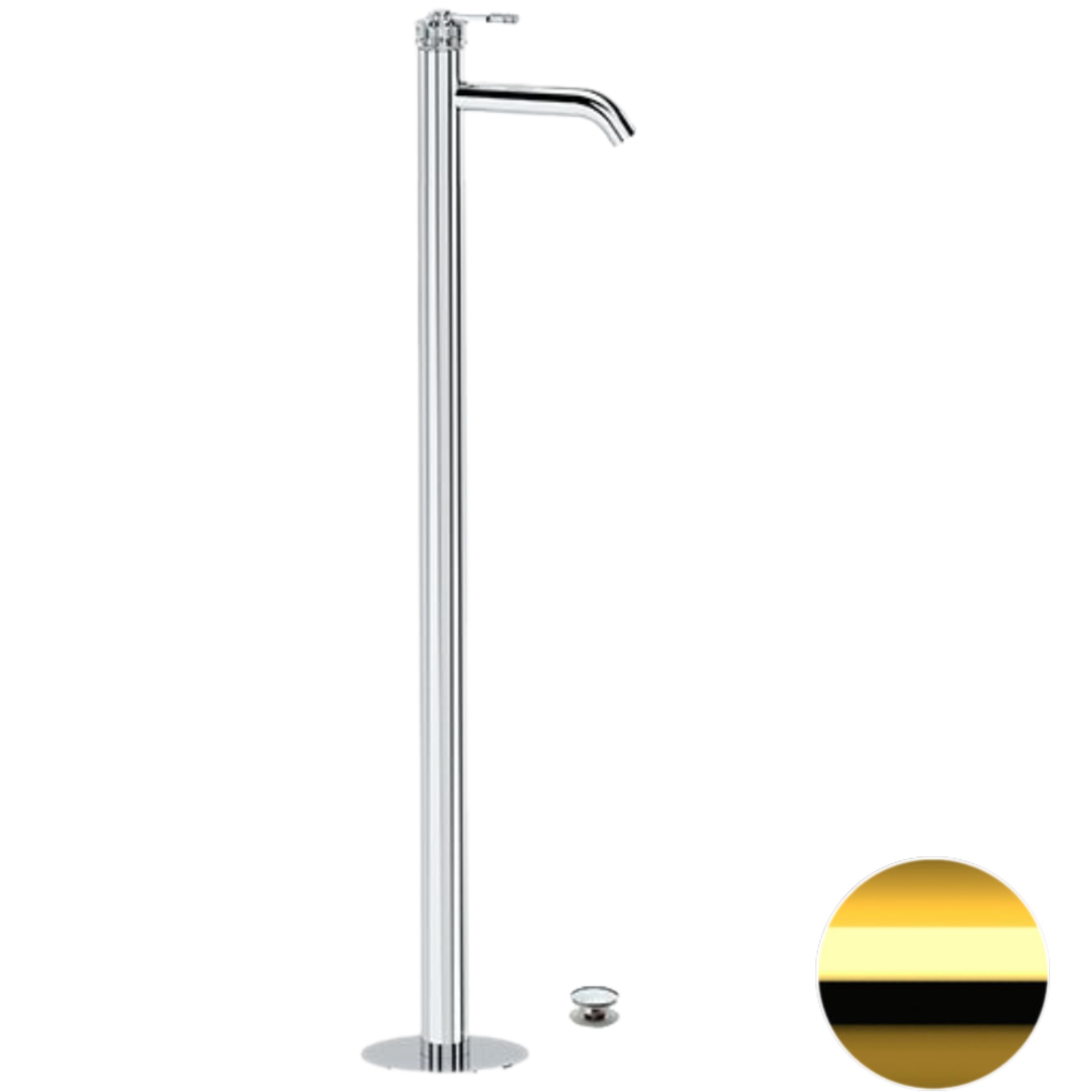 Смеситель для раковины напольный Remer Atelier AL18DO (золотой), с донным клапаном