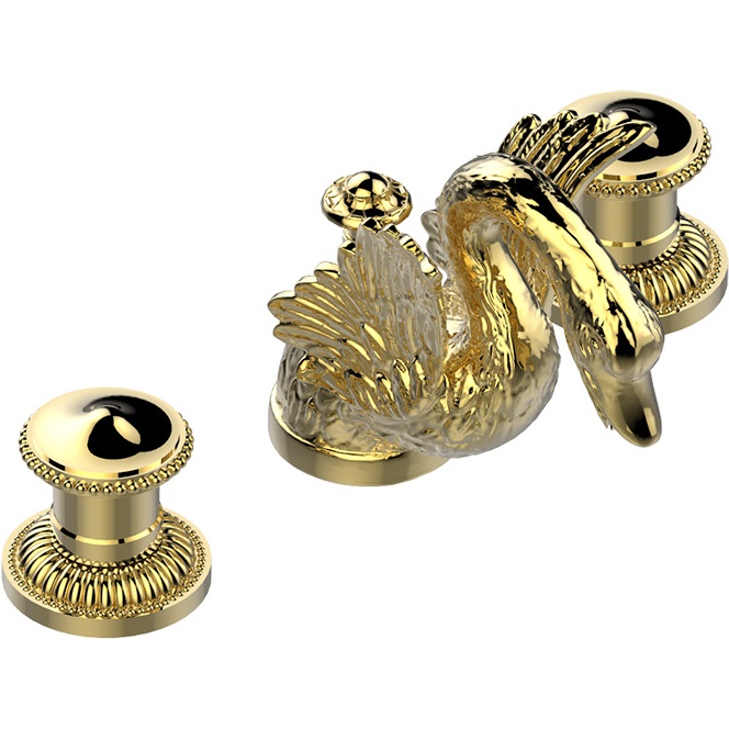 Смеситель для раковины низкий излив THG Cygne G31-F01-151 (золотой), с донным клапаном