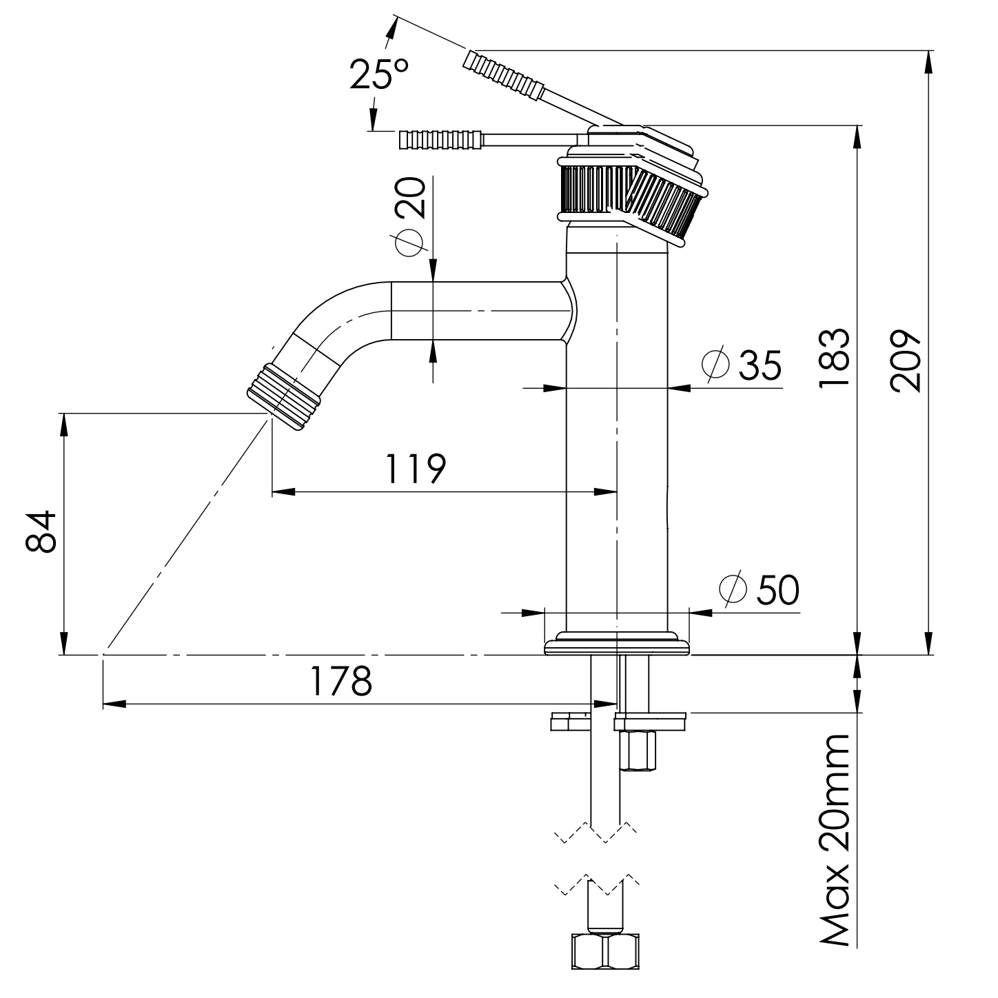 Смеситель для раковины Remer Atelier AL12BG (золото брашированное), без донного клапана