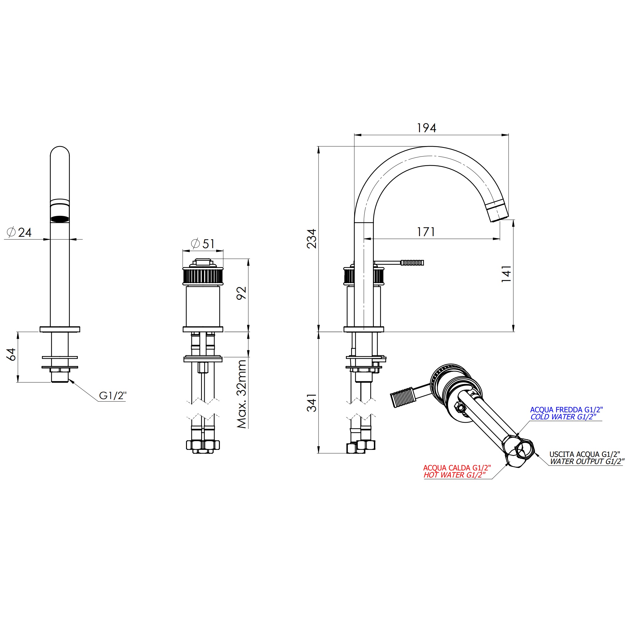 Смеситель для раковины Remer Atelier AL57BG (золото брашированное), без донного клапана