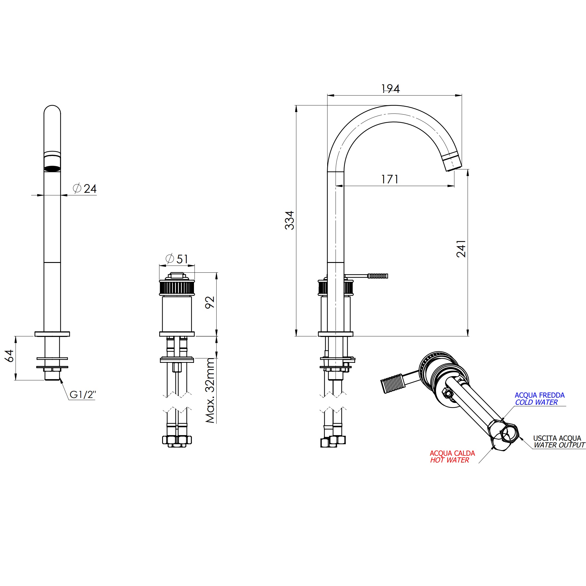 Смеситель для раковины Remer Atelier AL57LDO (золотой), без донного клапана